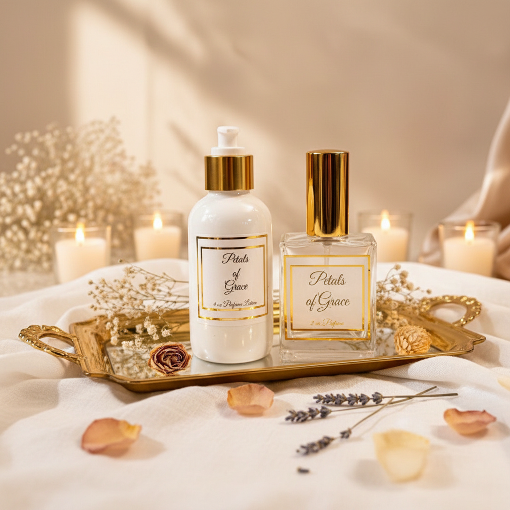 Petals of Grace – Linen & Gold Tray